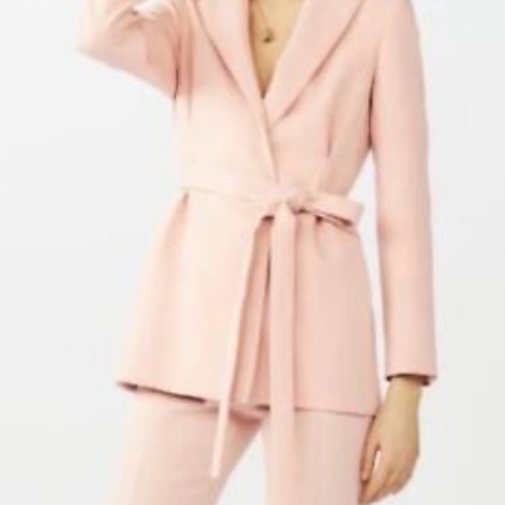 Maje Pink Belted Blazer Jacket Double Breasted Button Sm Elegant Business Event